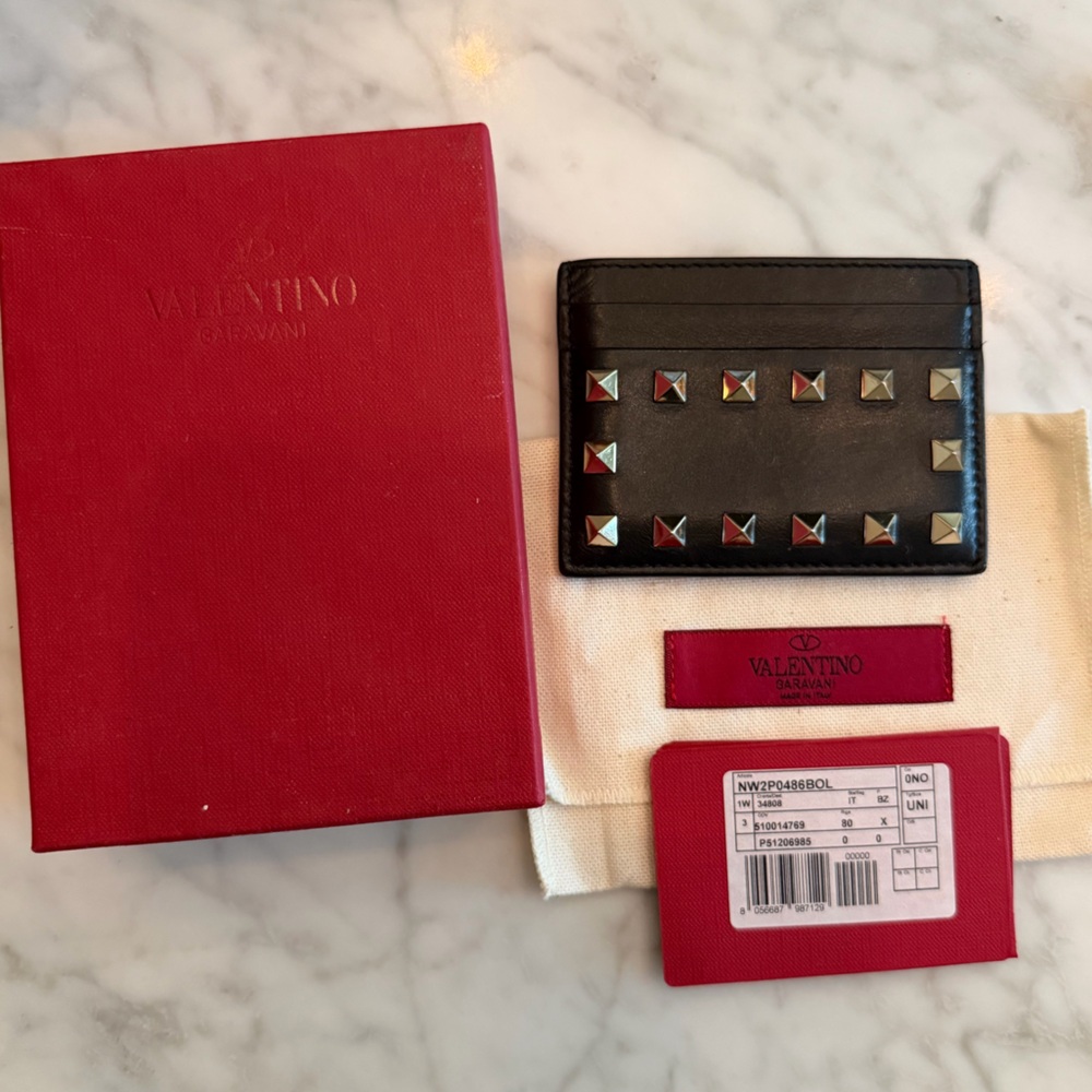 VALENTINO Authentic Black Stud Cardholder